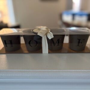Set of Black HOME Candle Holders